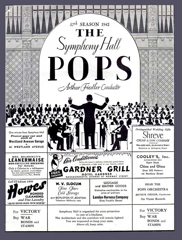 Cover from Program from Boston Pops Concerts in 1942