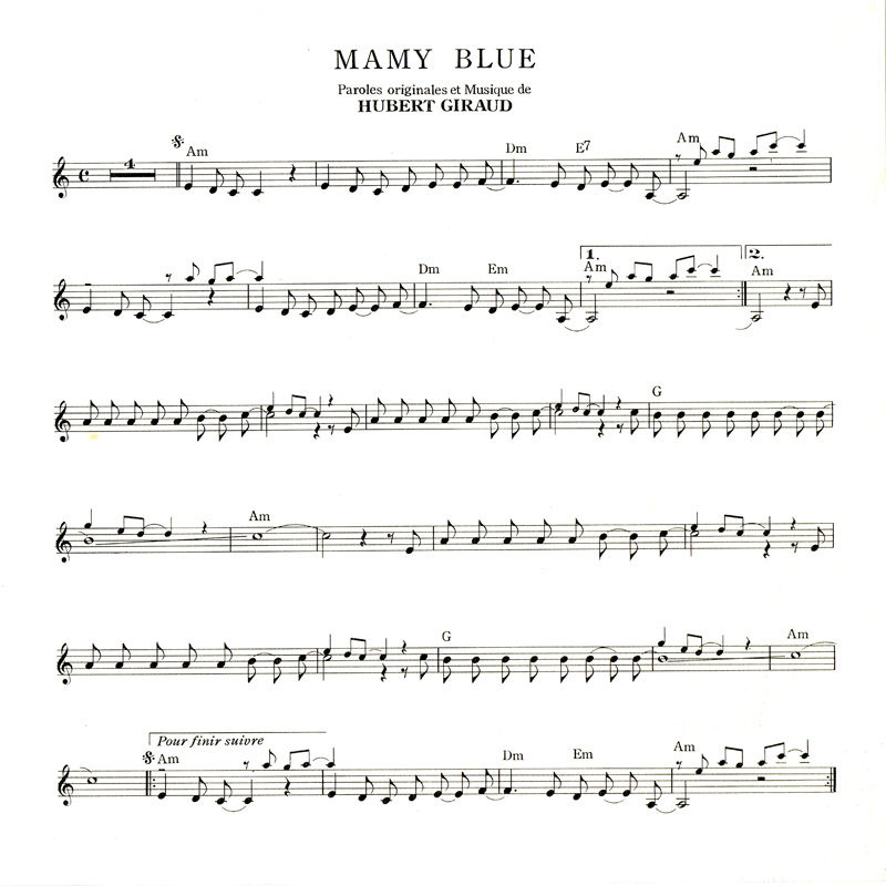 Mamy Blue Sheet Music