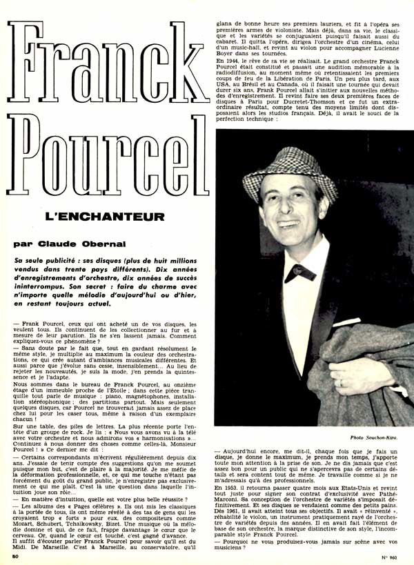 Salut les Copains article about Franck Pourcel 1963