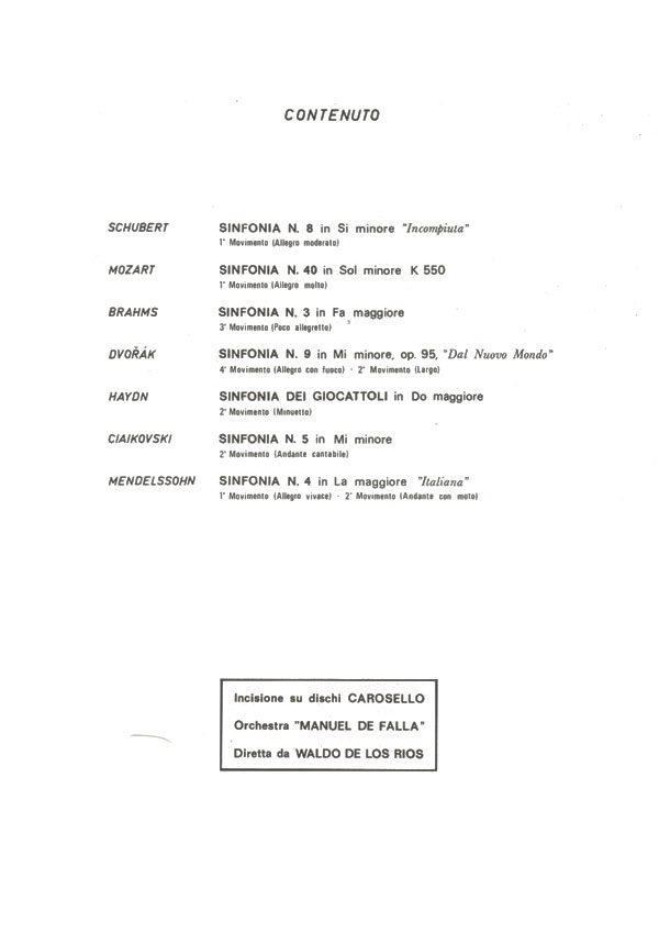 Waldo de Los Rios - Sinfonie Table of Contents